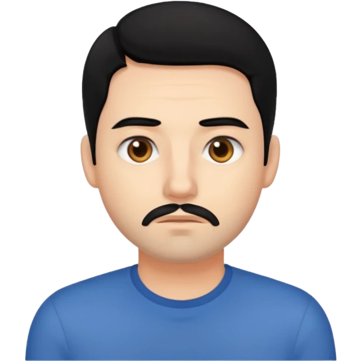 man with tired eyes black hair emoji