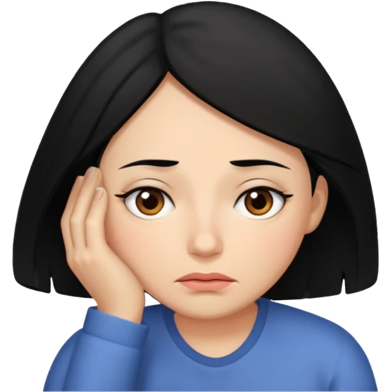 Tired overwhelmed mama black hair dark brown eye black hair  emoji