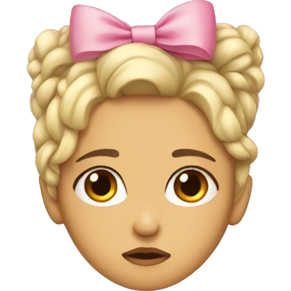 Sad girl with a coquette bow emoji