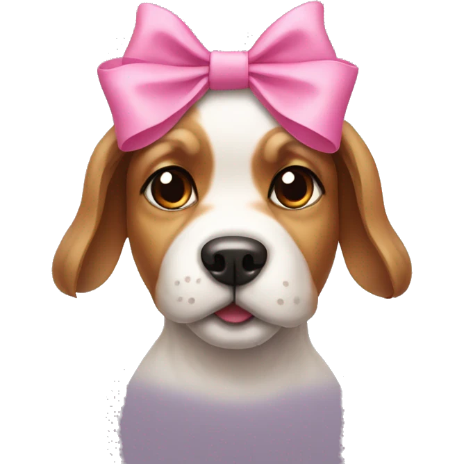 Cute dog with bows on its head  emoji