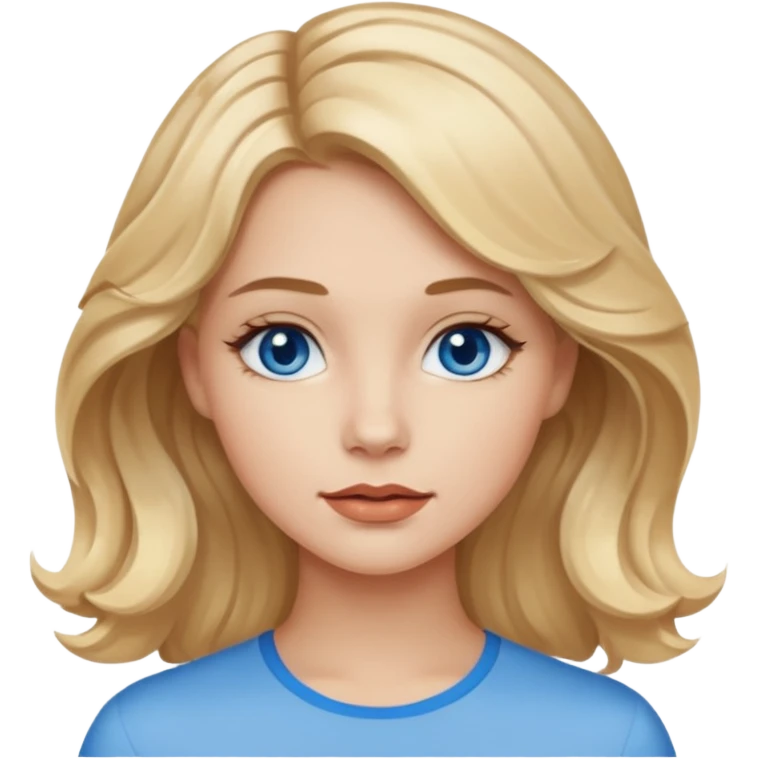 blondynka srednio krecone wlosy i niebieskie oczy obrysowane usta na jasny braz mloda emoji