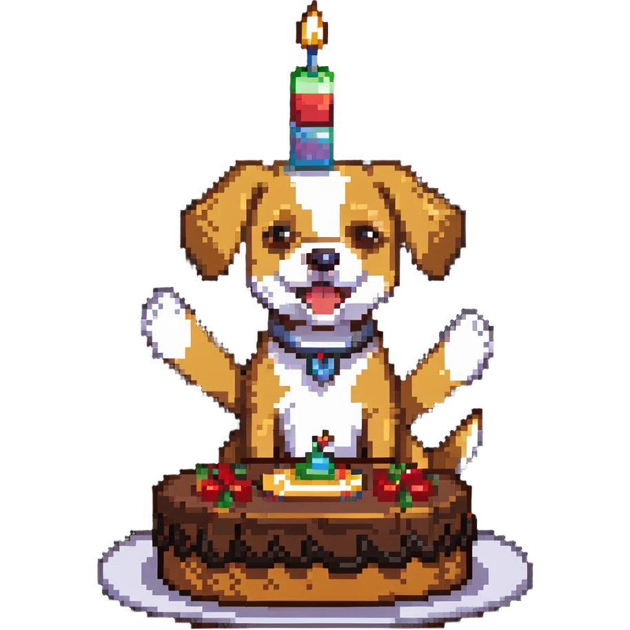 dog celebrating with cake emoji