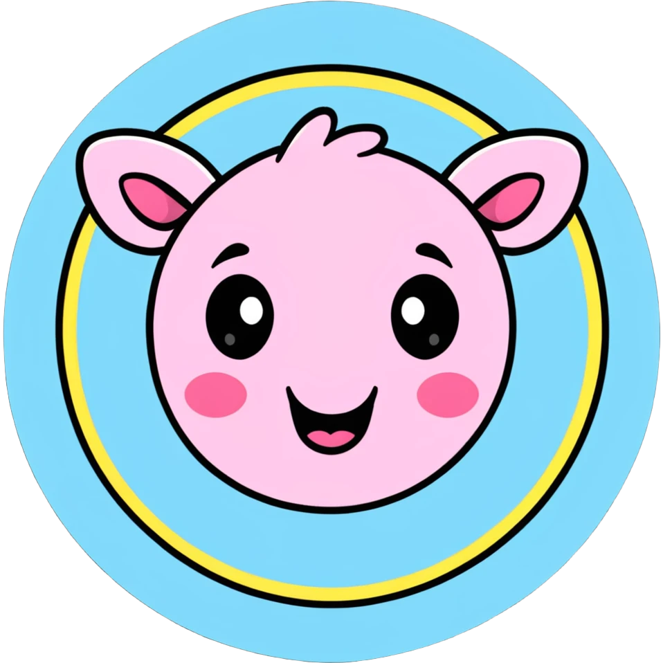 A cute bullseye target with spring pastel colors of yellow, pink and light blue with a smiling face emoji