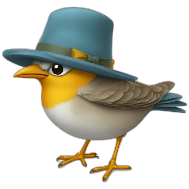 Bird wearing hat emoji