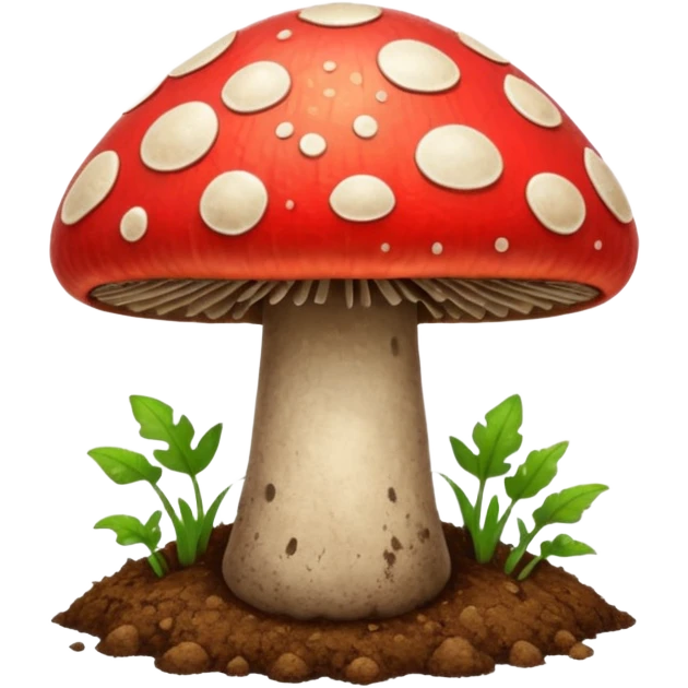 red magic mushroom with dirt emoji