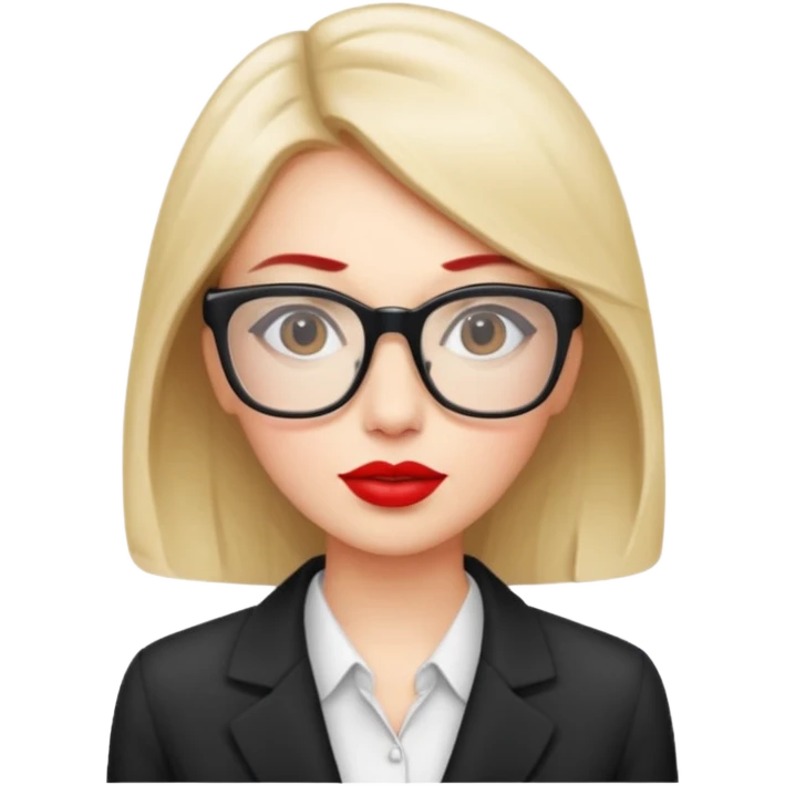 office working woman with rectangle glasses and red lipstick  emoji