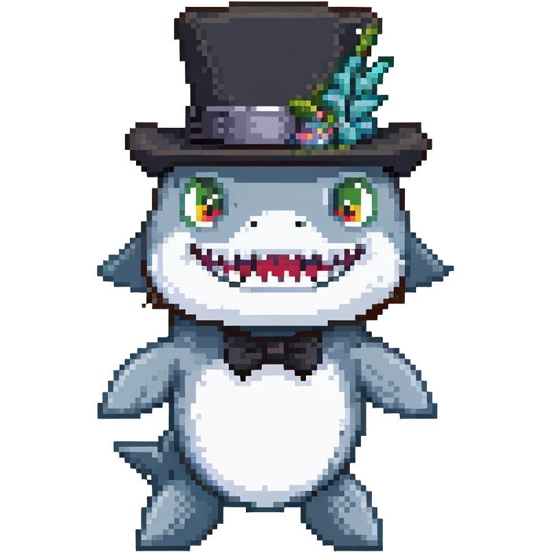 shark wearing a fancy black top hat emoji