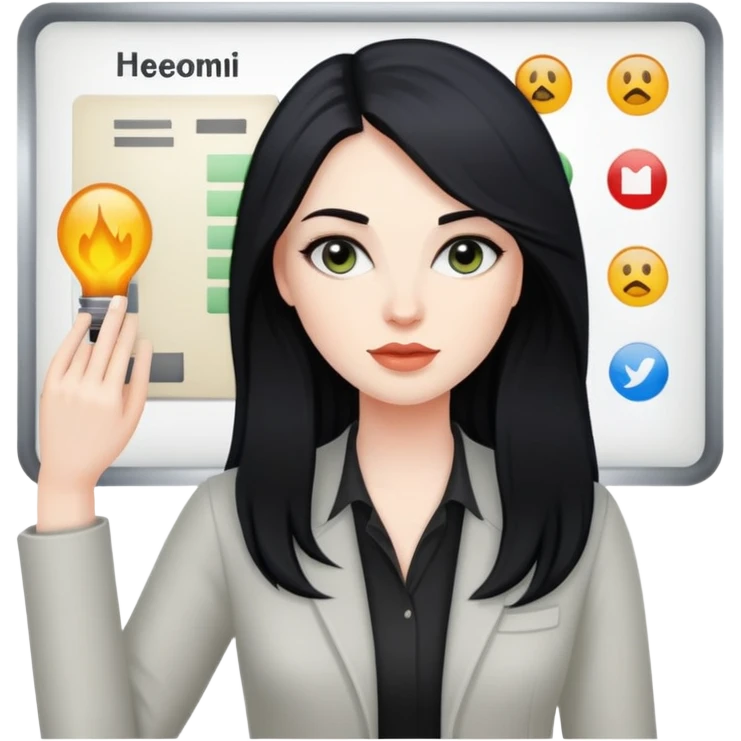 women interior designer with black long hair emoji
