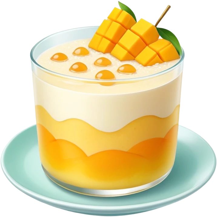 Hong Kong mango pomelo sago dessert with soft pastel colors emoji