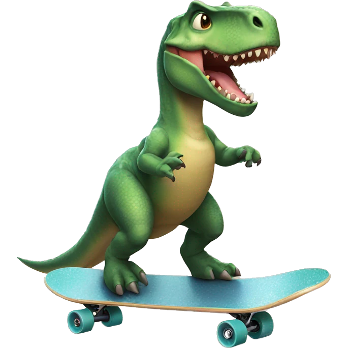 dinosaur riding skateboard emoji