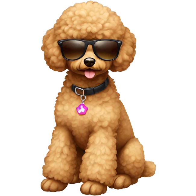 Toy poodle with sunglasses light brown emoji