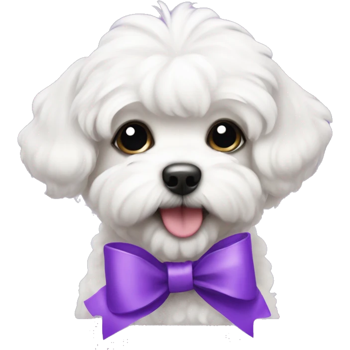 Schichon puppy with a purple bow  emoji