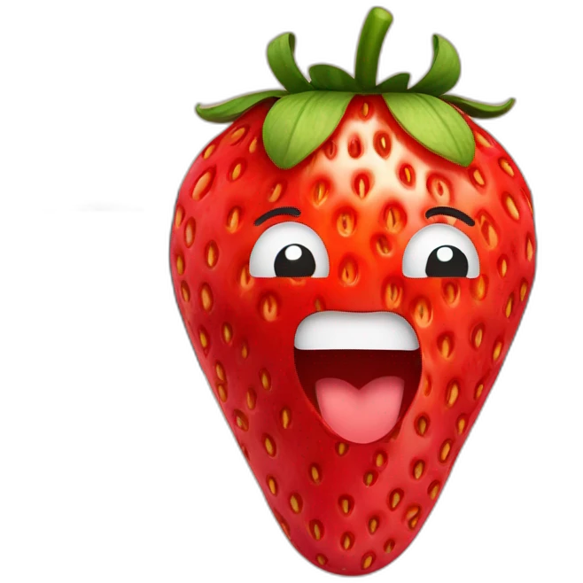 Strawberry with a belt squeezing it emoji
