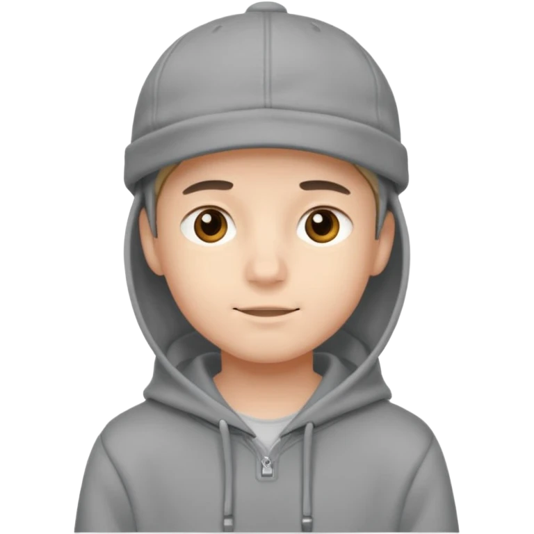  boy wearing grey hoddi(wearing the cap)  emoji