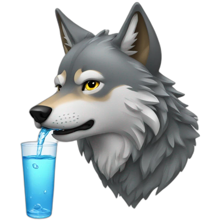 wolf drinking water emoji