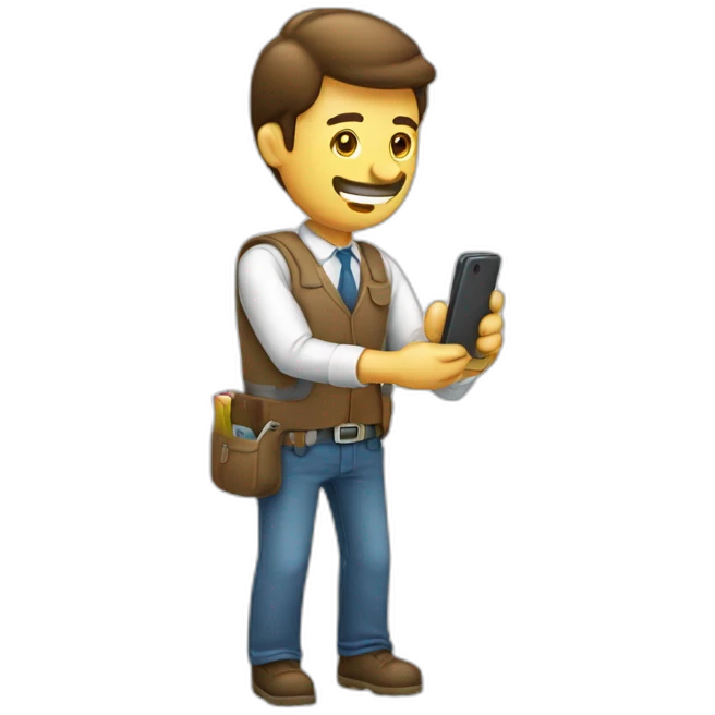 Hombre trabajando llamando por celular emoji