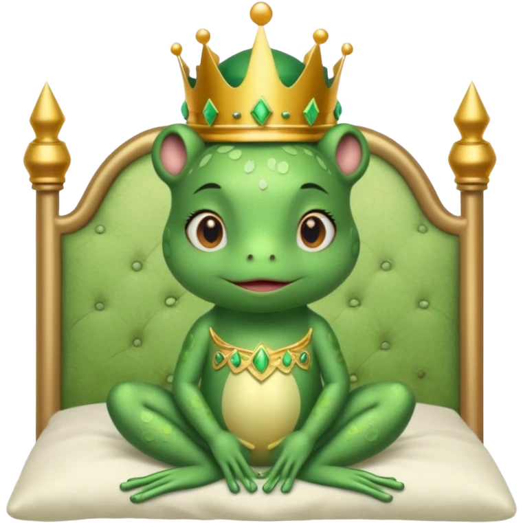 cute frog princess sitting on bed emoji
