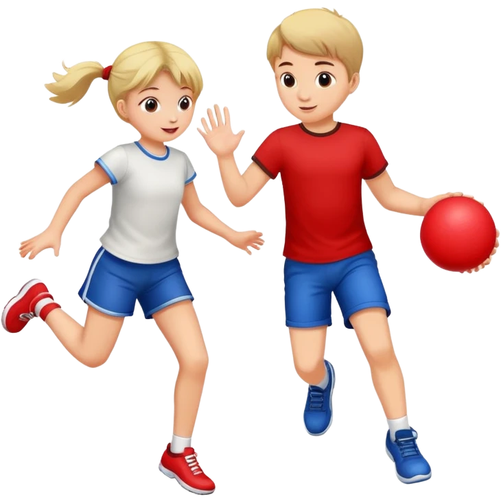 The girl and the boy like to bounce the ball emoji