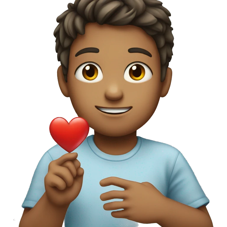 boy giving heart to girl emoji