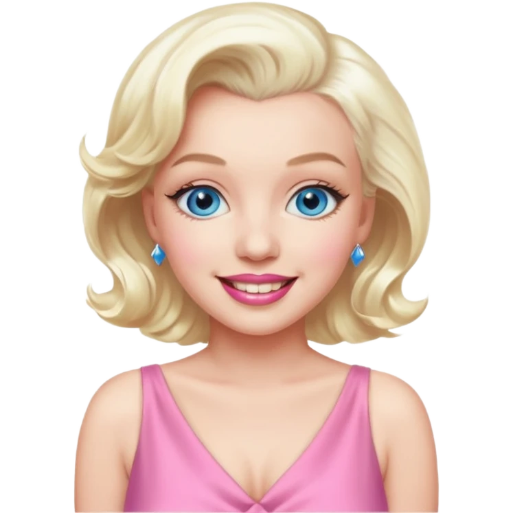 Marilyn Monroe with blue eyes, platinum blonde hair, pink outfit emoji
