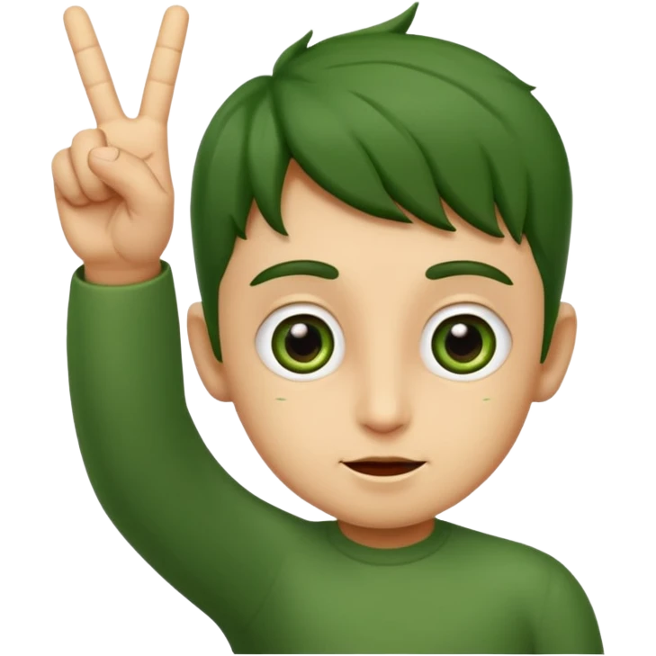 bhindi with big eyes antwo hands showing vitory sign emoji