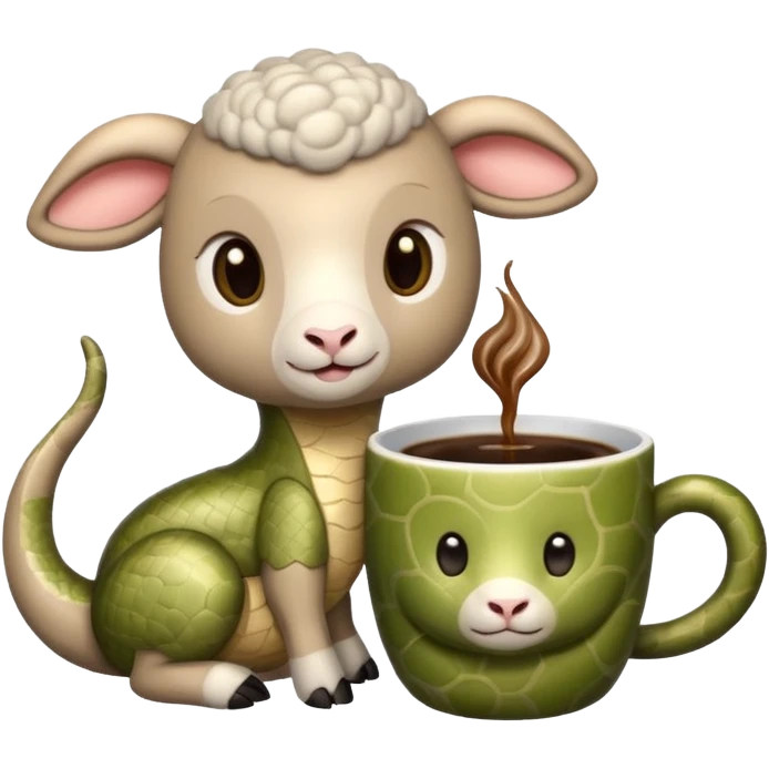 Lamb and snake having coffee  emoji