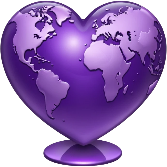 purple heart with a globe emoji