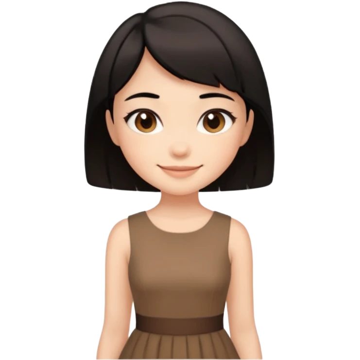 Gadis cantik, lucu, rambut pendek warna hitam, baju coklat aesthetic  emoji