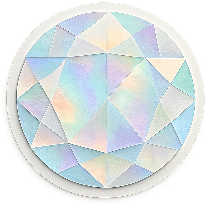 round cut white diamond with holographic effect emoji