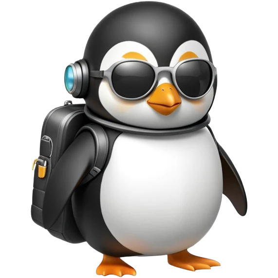 penguin with a jetpack and sunglasses emoji