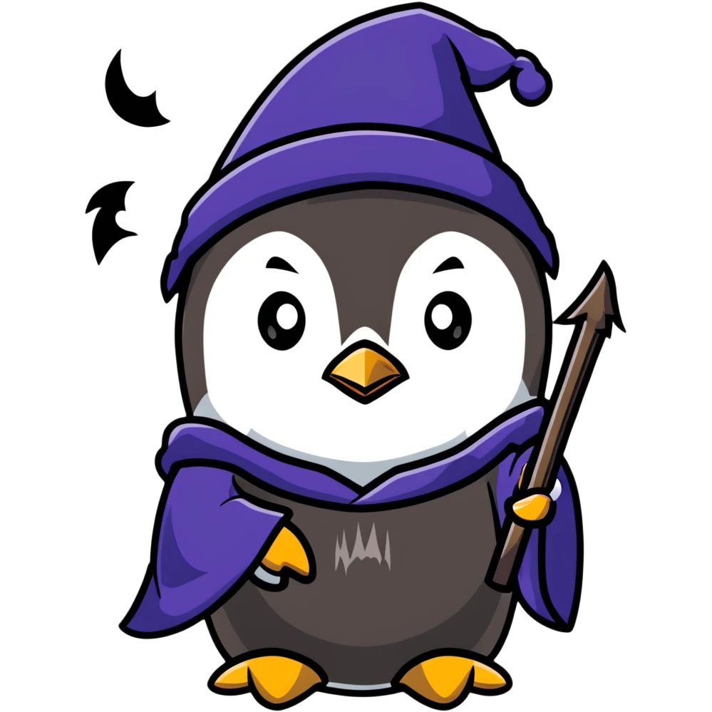 Penguin wizard casting a spell emoji