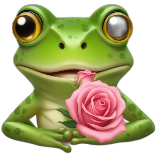 Frog with a rose in mouth emoji