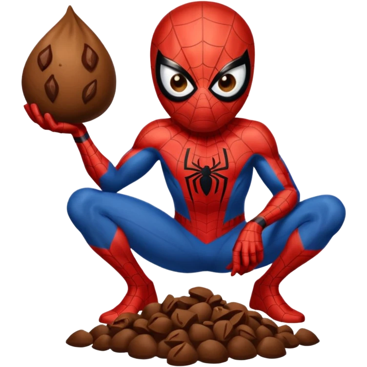 Spider man eating poop emoji
