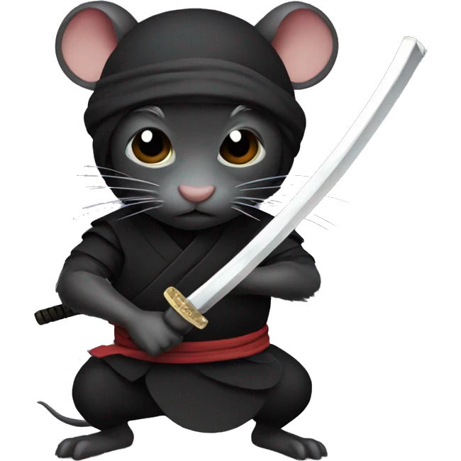 ninja black skin rat with katana emoji