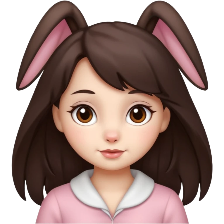 girly bunny dark brown hair emoji