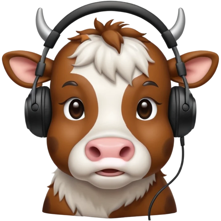 cute cow with black headphones emoji