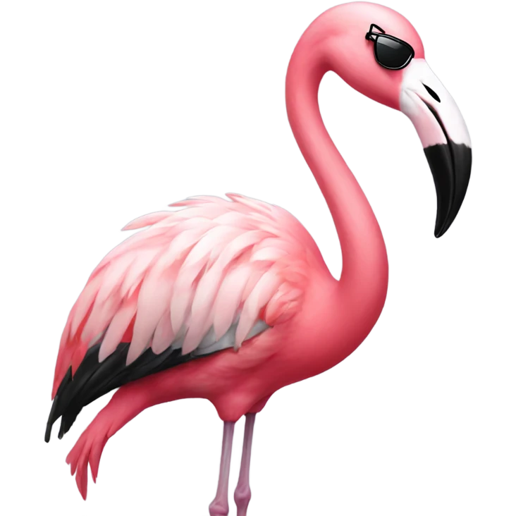 Flamingo wearing sunglasses drinking lemonade emoji