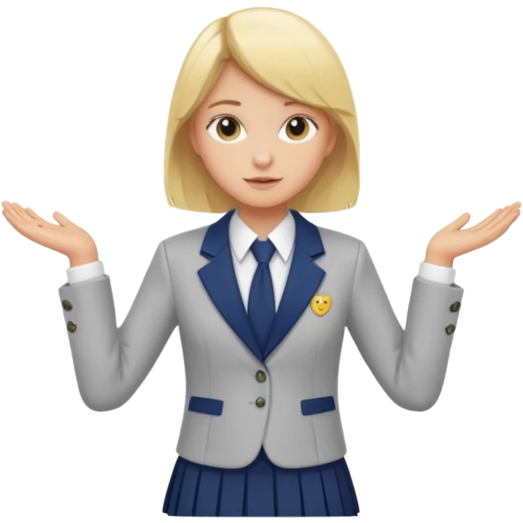 haz una chica rubia poniendose un uniforme de colegio emoji
