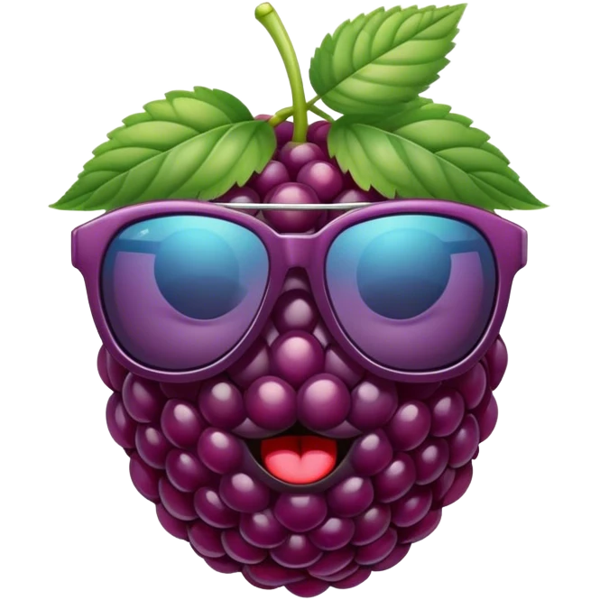 Balck raspberry with sunglasses emoji