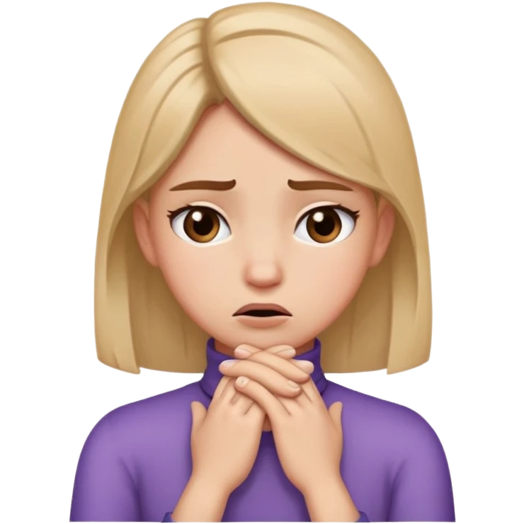 girl with hands crossed over throat and one squinted eye and frown emoji