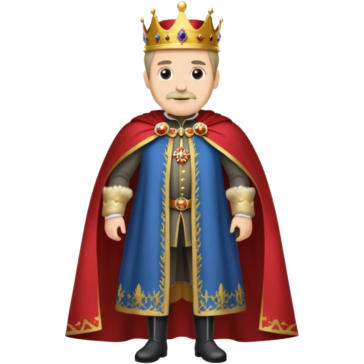 Full body of Carlos I of Spain, Habsburg king standing in royal attire with crown, cape, and prominent jaw emoji