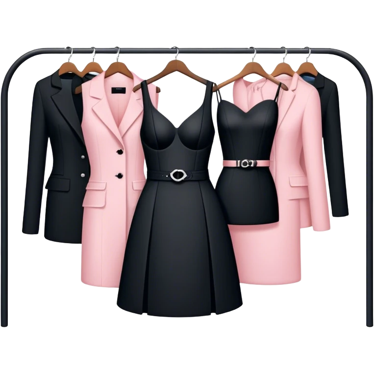 Rack of feminine Dior clothes in black emoji