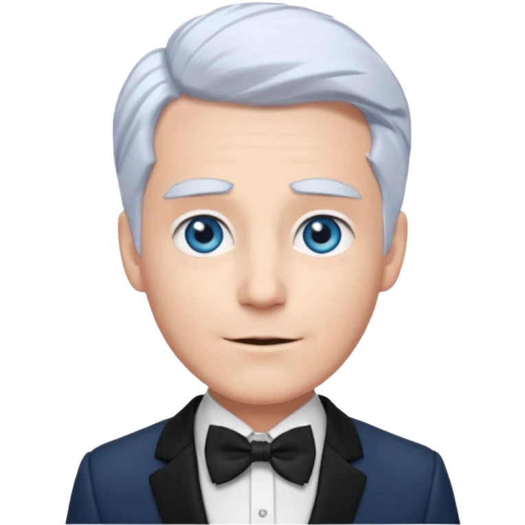Boq from Wicked with blue eyes, white hair and suit with bow tie emoji