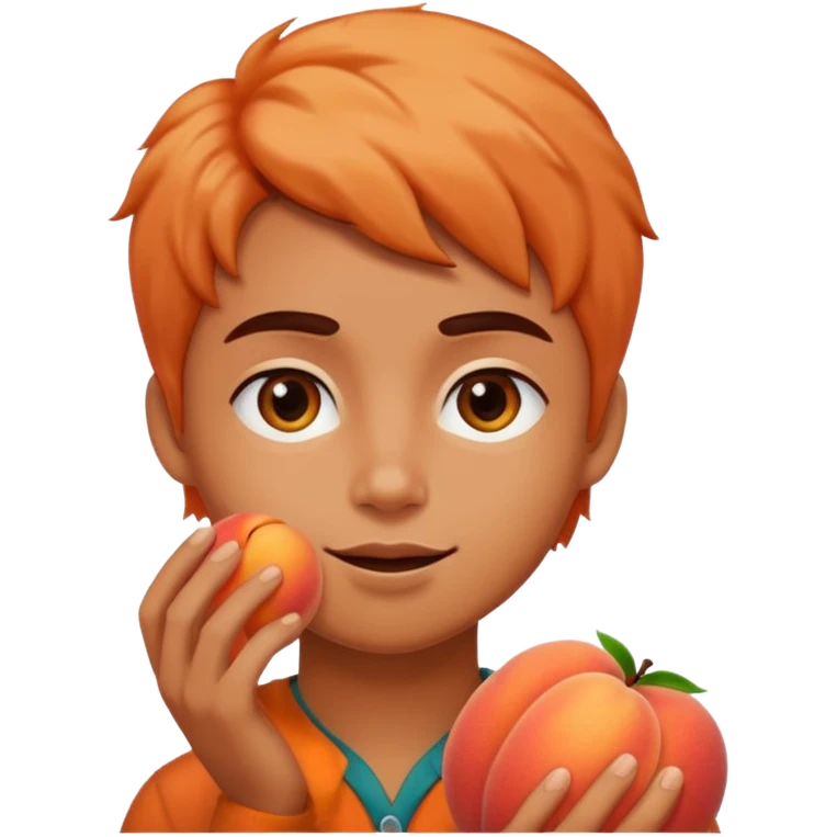 Touching the peach with a finger. emoji
