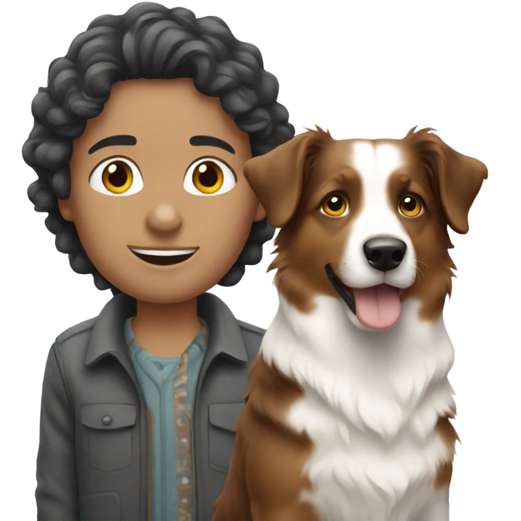 2 white people with 2 Australian shepherds emoji
