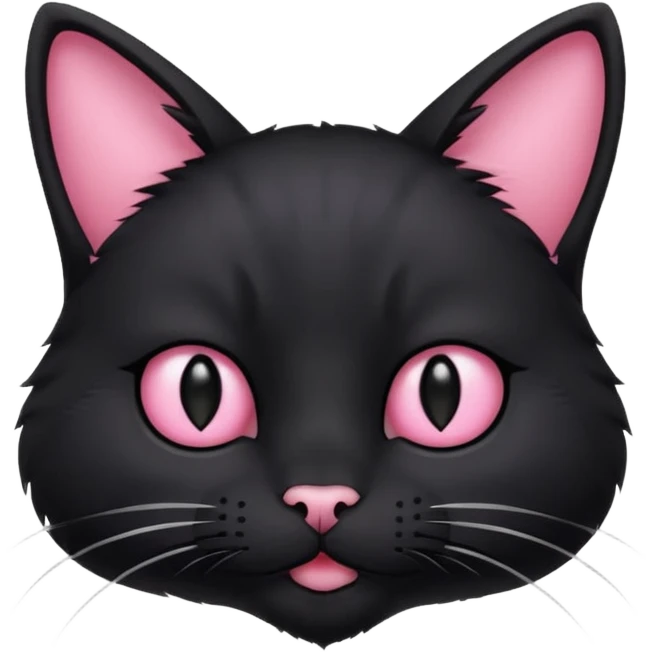 Black cat head with pink node on his ear emoji