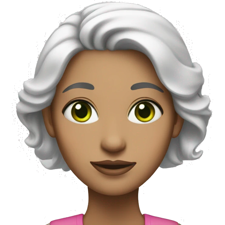 woman with white hair with pink tips.  She has green eyes. emoji