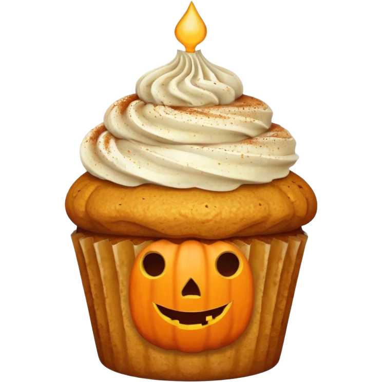 Pumpkin cupcake with cinnamon dust & shooter emoji