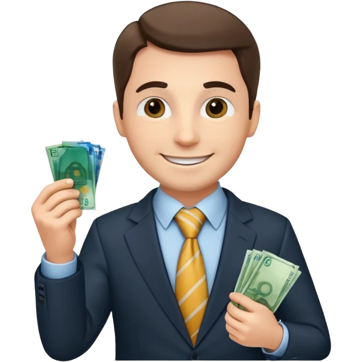 AN UNCLE with a tie in business clothes and with euro money
 emoji