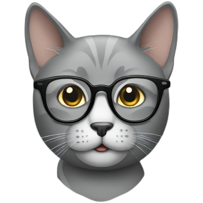 Grey cat with glasses emoji